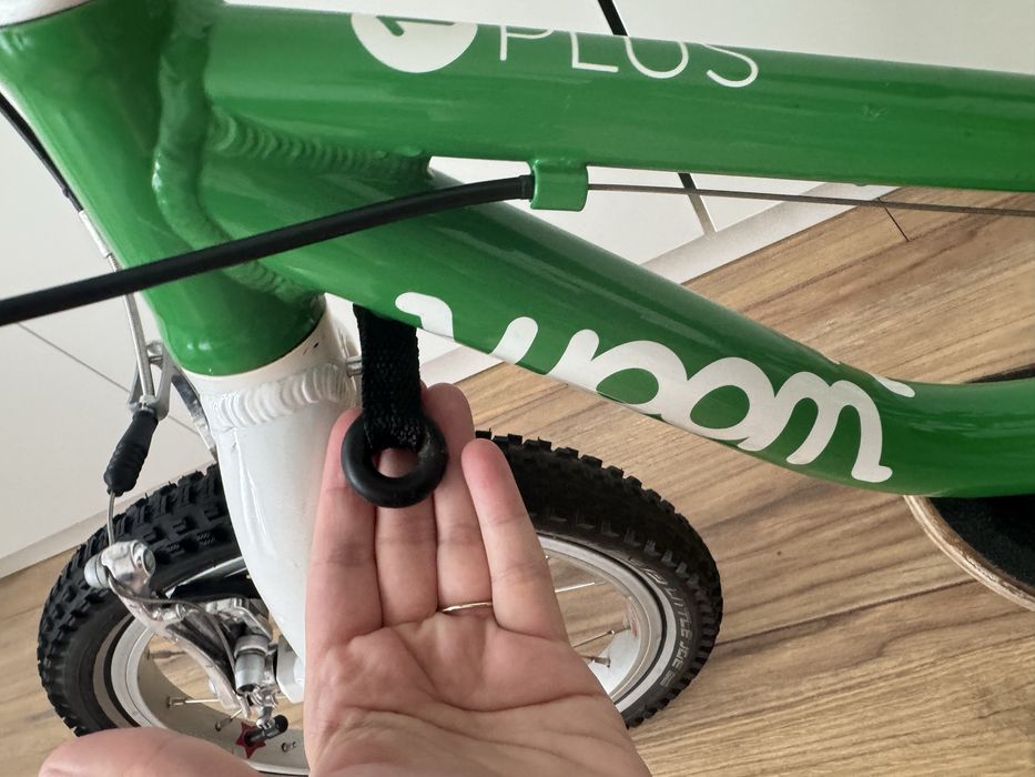 Bicicletă echilibru Woom 1 Plus, roți 14”, verde/alb