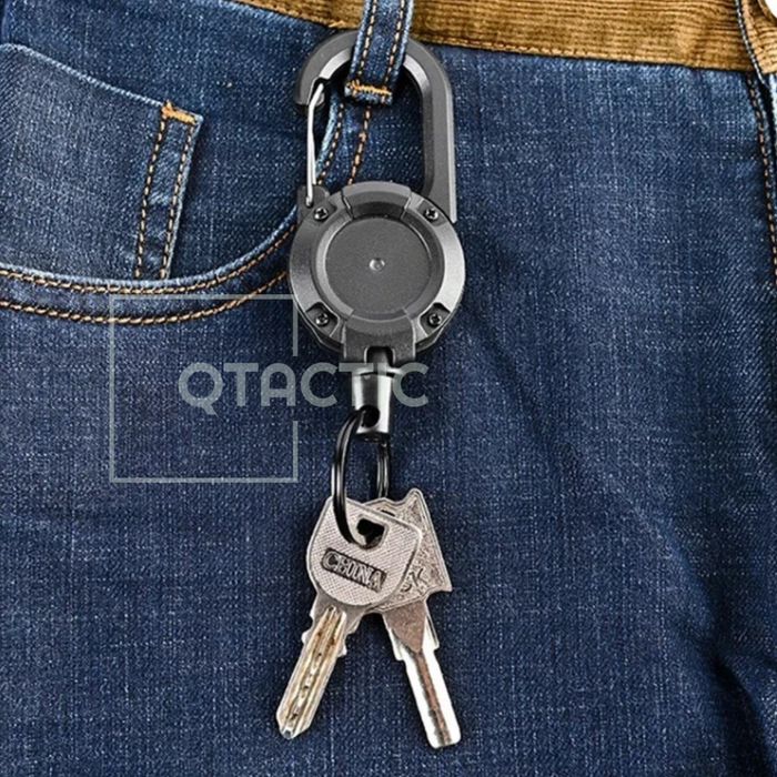 Carabiniera retractabila cu cablu ( suport chei, cartela, telefon, etc