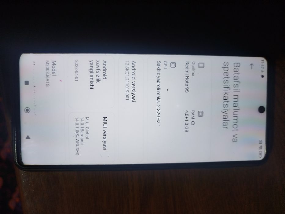 Redmi not 9 c telefon