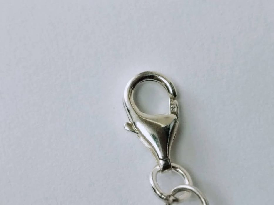 Vechi charm pandantiv argint 925, in forma de inima, din sticla de Murano, alb