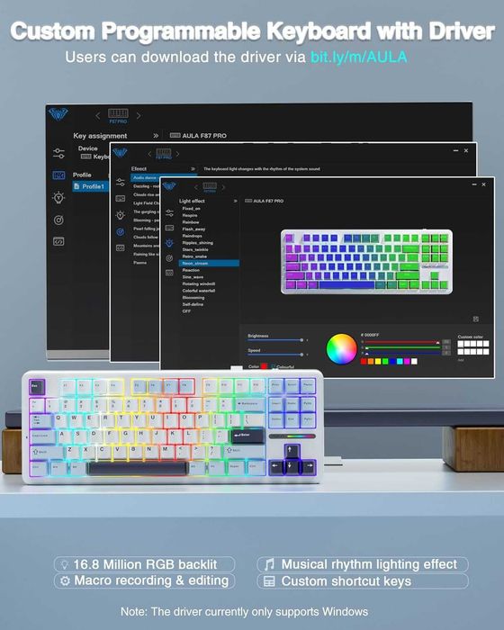 Механична клавиатура AULA F87 Wireless 75% TKL