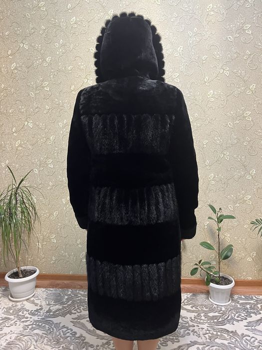 Шуба мутон с норкой