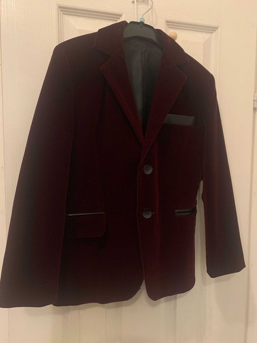 Sacou catifea baiat 7 ani - 122 cm culoare bordeaux