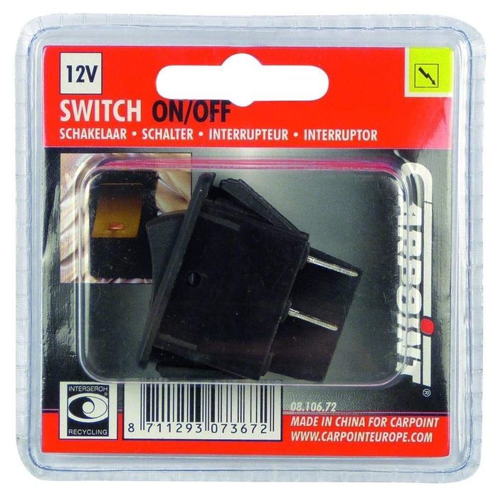 Intrerupator auto Carpoint 12V 35A cu led rosu 20,40 x 35,20mm cu 4 papuci electrici