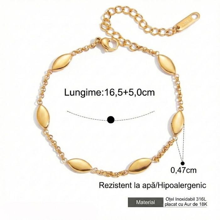 Bratara Premium Placata Aur 18K - Model Oval Geometric, Set Cadou