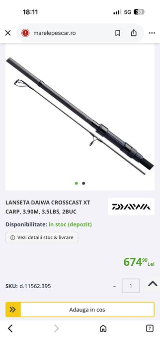 2 Lansete daiwa crosscast. Din 2 bucati. Pretul e pe bucata