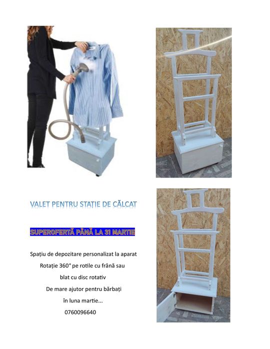 Umeraș suport haine cuier valet portmantou mobila lemn stație călcat