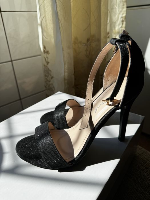 Sandale cu toc, negru, marimea 36