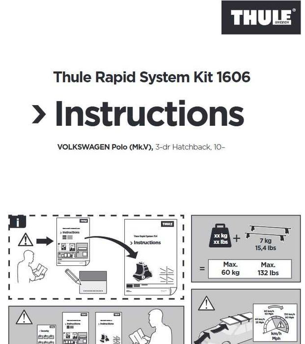 Багажник напречни греди THULE рейки VOLKSWAGEN Polo 3-врати след 2010
