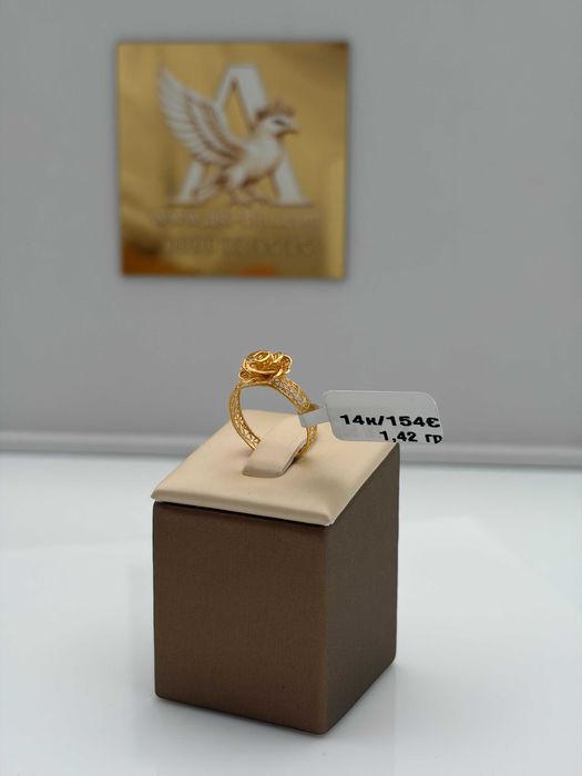 Дамски пръстен Роза с филигран 14К
