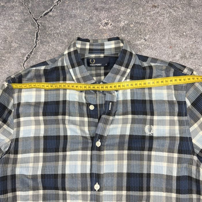 Мъжка карирана риза Fred Perry - Размер M - Синьо/Сиво