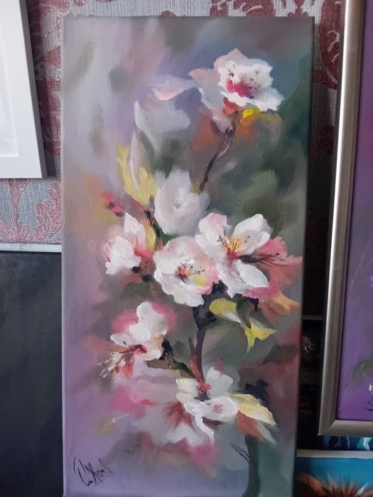 Картина " сирень"20х40 масло,  платно