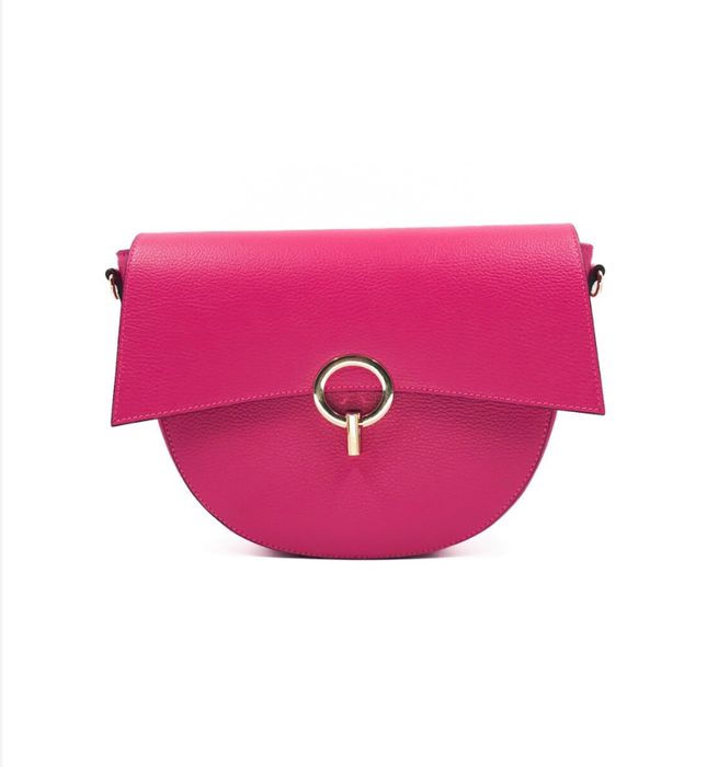 Розова чанта естествена кожа