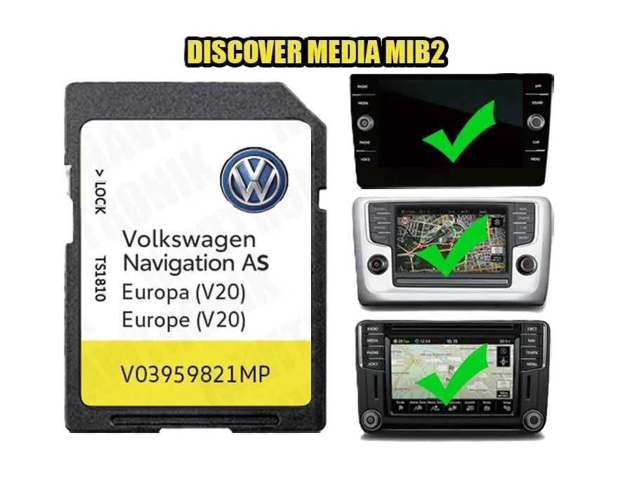 Card navigatie Europa 2025 Volkswagen Golf 7 Passat B8 Tiguan II T-Roc