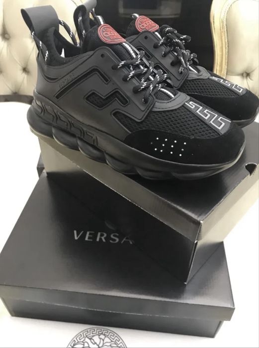 Adidasi Versace chain reaction alb si negru