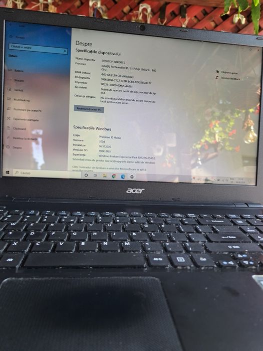 Laptop Acer Aspire 15.6" Intel Pentium | Windows 10 | Perfect Funcțional | Încărcător Inclus