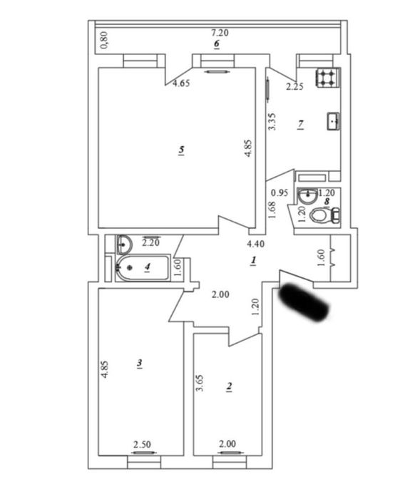 Квартира  Паркентский, магазин Теген 3/2/9 71,5 кв.м