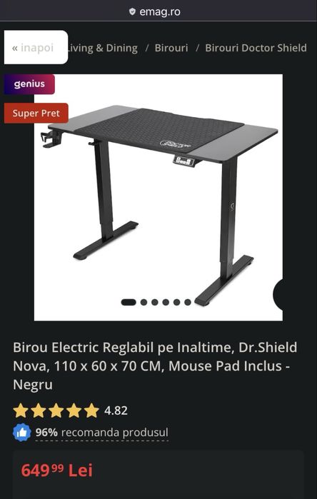 Birou reglabil electric  Dr Shield