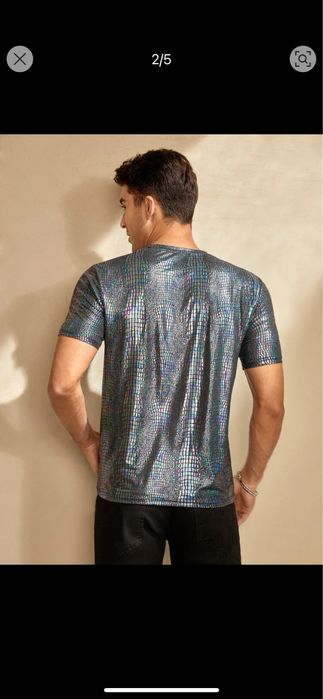 Мъжка Тениска Принт Крокодил Фешън T Shirt Гланелка Блуза