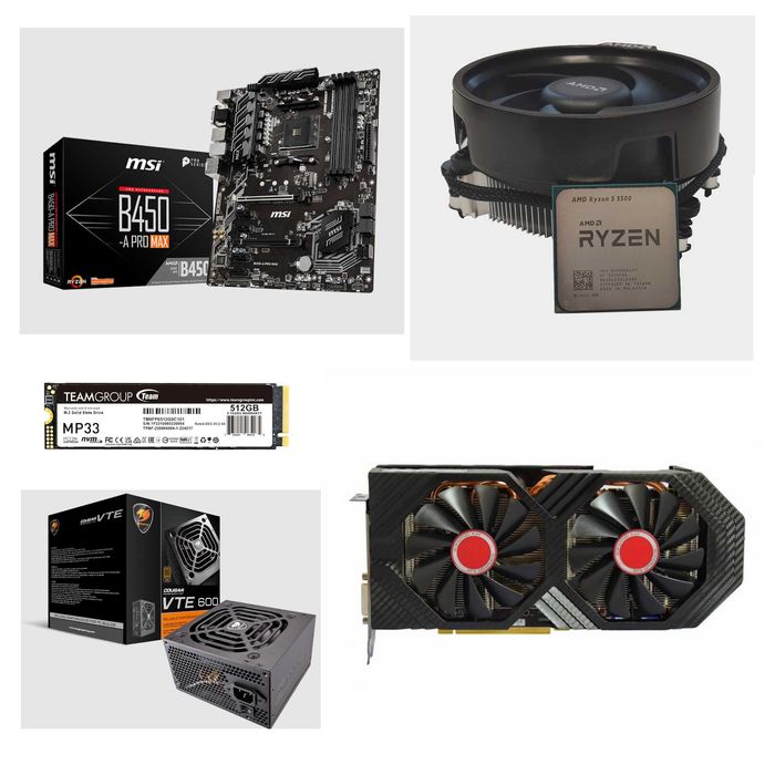 ПК Ryzen 5 5500, G.Skill 2x8GB 3200, XFX RX 590 8GB, NVME 512GB