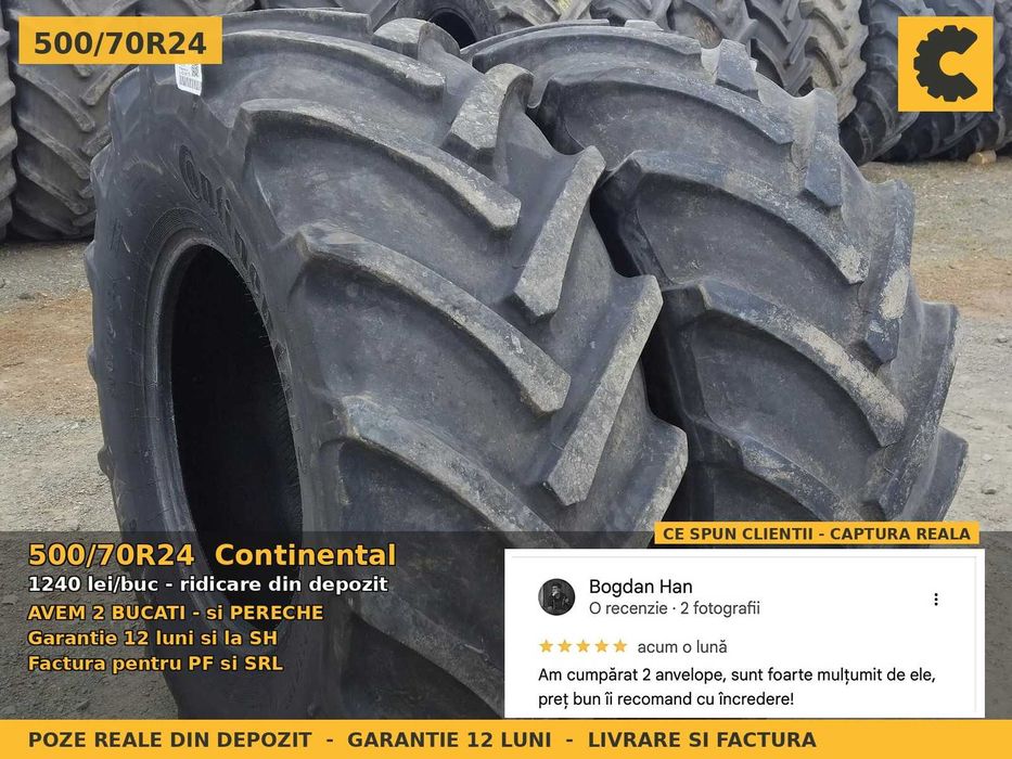 Anvelope Cauciucuri 500/70R24 500/70 R24 5007024 19.5L-24 Continental Buldo Industrial SH Second Hand Oferta OCAZIE Pret Bun Utilaje Agricole Ieftin