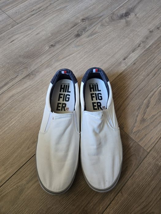 Бели платнени мокасини Tommy Hilfiger