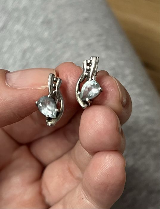 Сребърни обеци 925 с топаз и с рубини от личната ми колекция