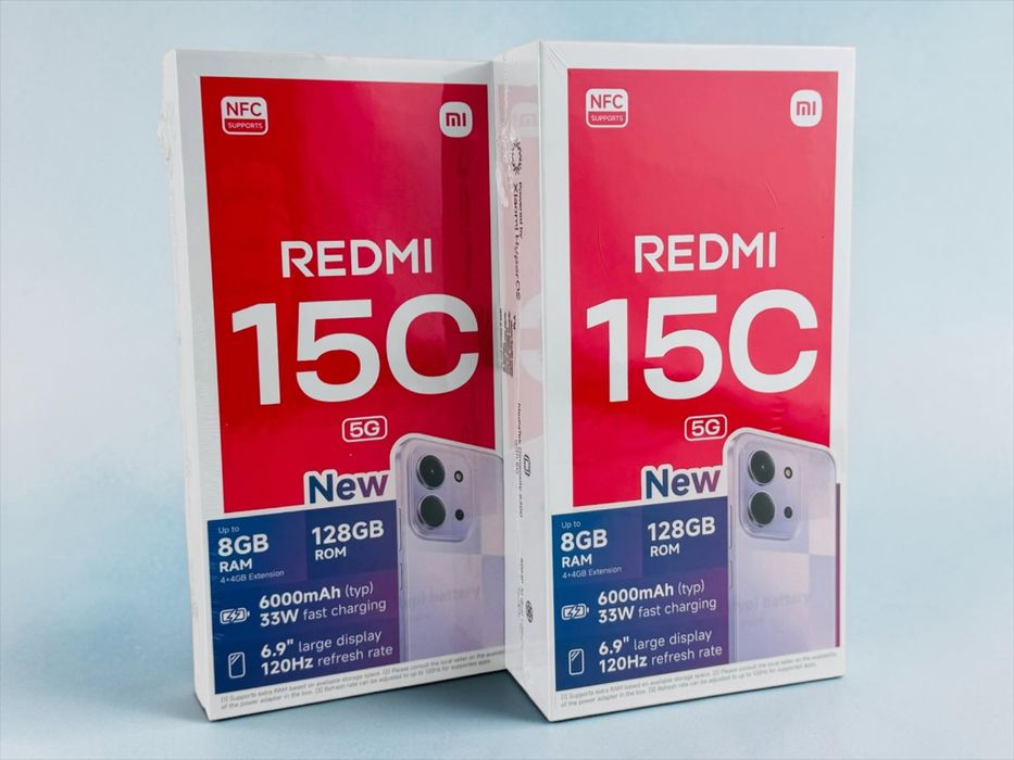 НОВИ! Xiaomi Redmi 15C 5G 128GB 4RAM Dusk Purple / Mint Green 2г. Гаранция!