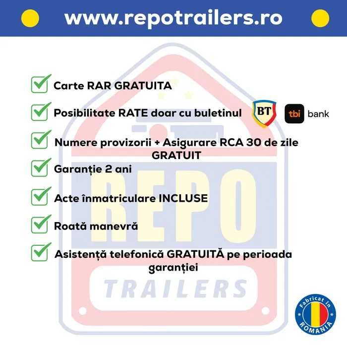 Remorca REPO 750 KG, dublu ax, carte RAR