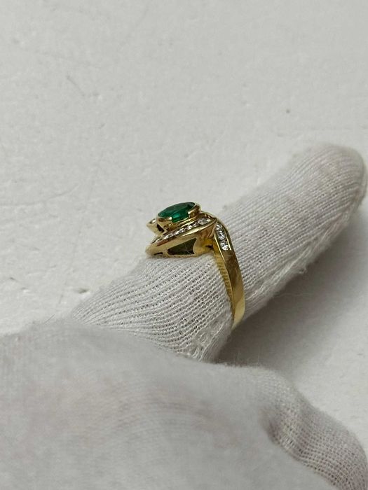 INEL AUR 18K + 18 Diamante = 1CT + 1 Smarald = 0.90CT - Vintage - 7.8g