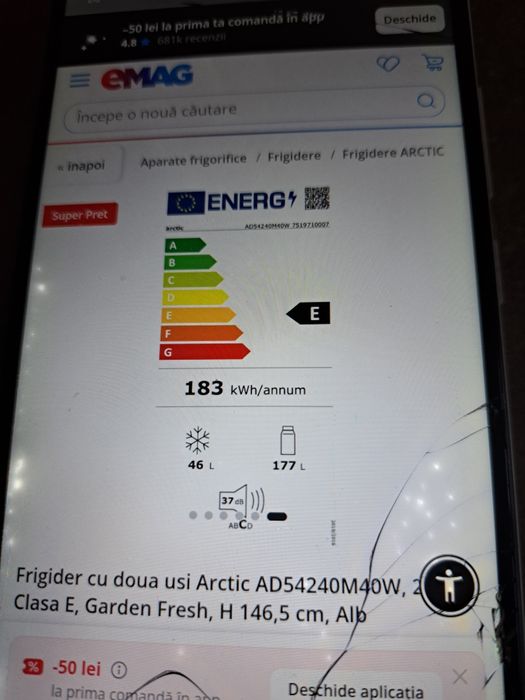 Frigider Arctic  2 usi Nou, Sigilat cu garantie 2 ani