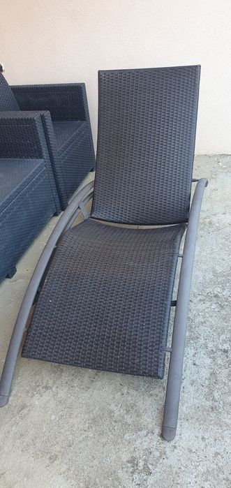 Șezlonguri Riverside Wicker Line, ratan sintetic, reglabile – set 3 bu