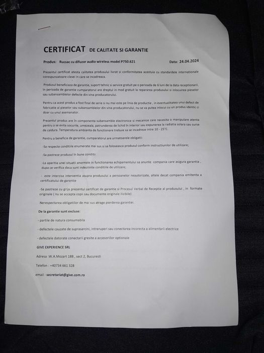Rucsac multimedia NOU, negru, echipat cu difuzor detasabil, cu LED