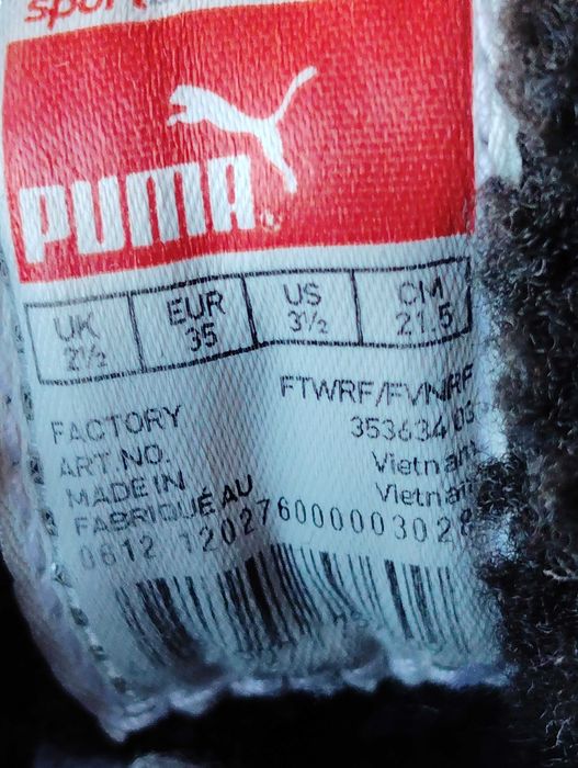 Апрески PUMA UK 2 1/2 EUR 35 US 3 1/2 21,5 стелка