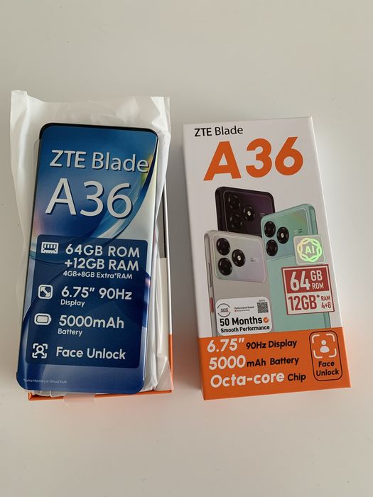 Продам ZTE blade a36 64gb 12gb RAM