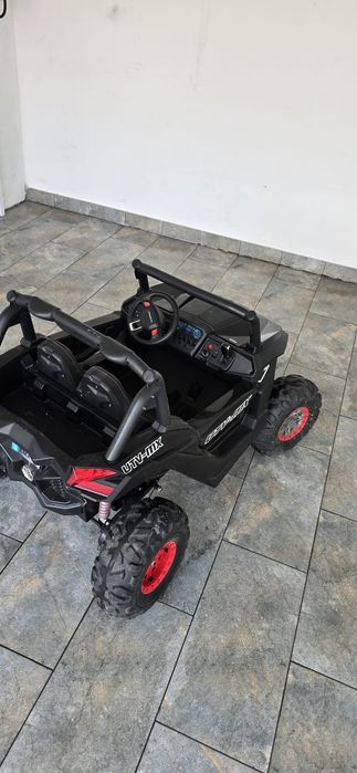 UTV  electric pentru 2 copii Premier 4x4 Superstar, cu 2 baterii, roti cauciuc EVA, scaun piele ecologica, negru