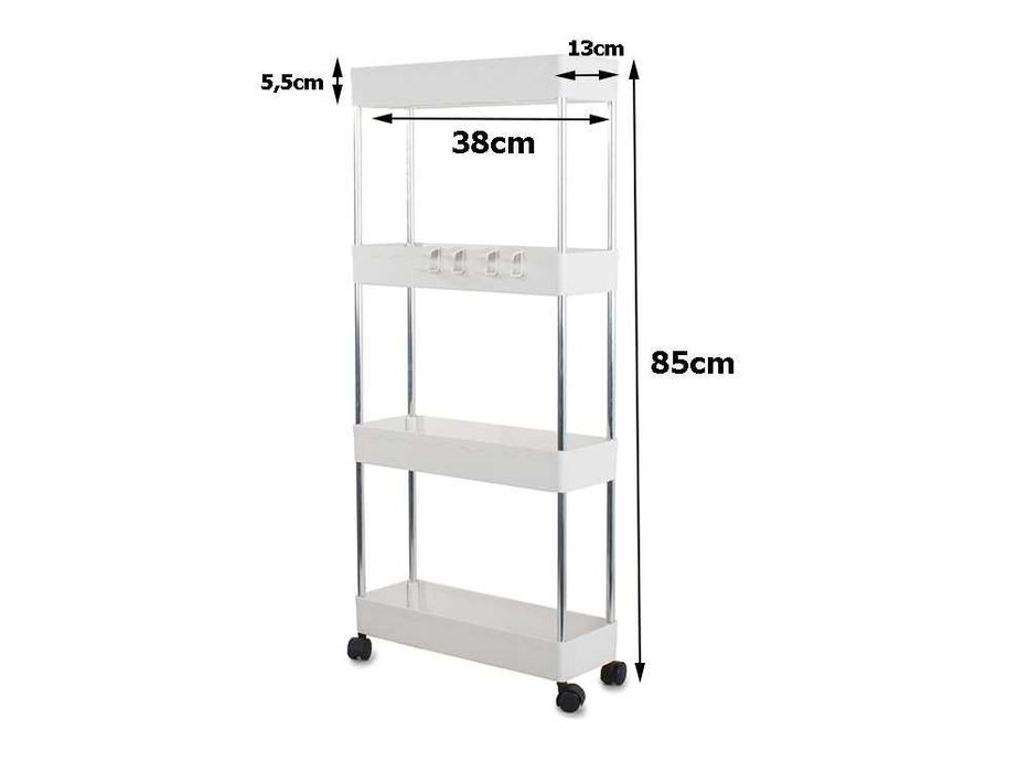 Практичен стелаж на 4 нива с колелца
