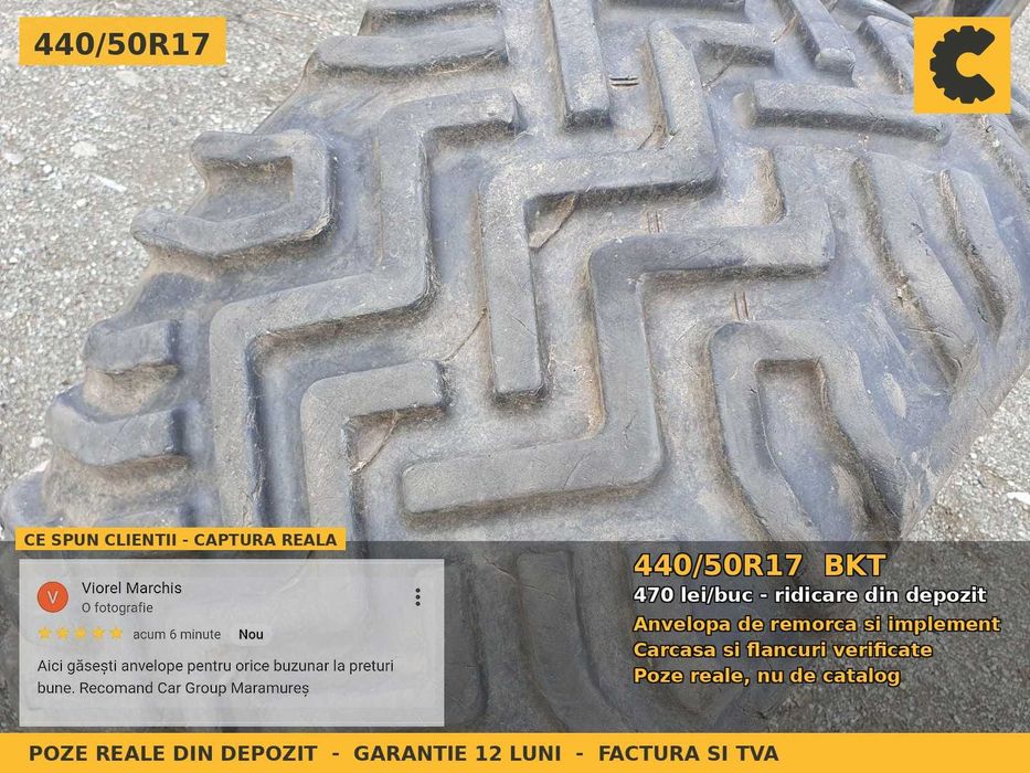 Anvelope Cauciucuri 440/50R17 440/50 R17 440 50 R17 4405017 BKT Remorca Implement Flotatie SH Second Hand GARANTIE Factura TVA Livrare Rapida Pret Bun