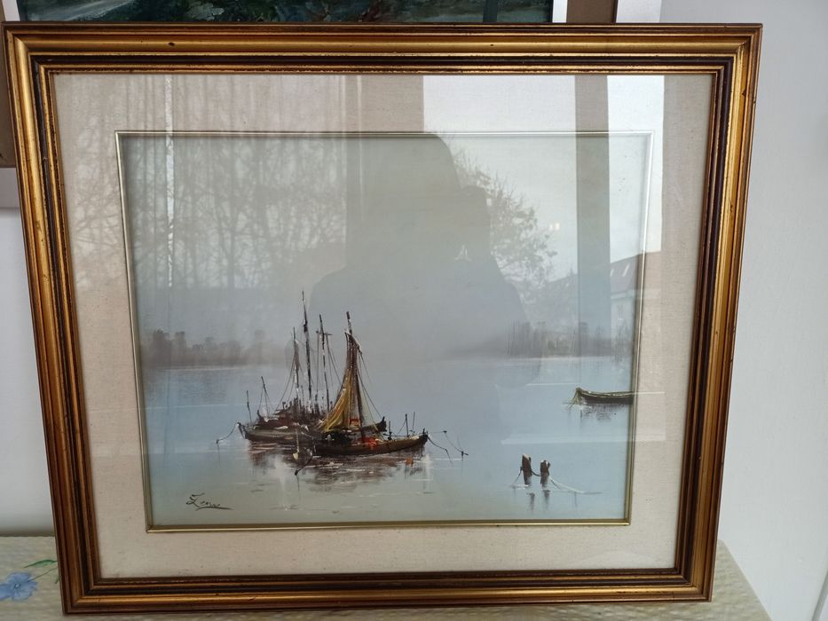 Tablou marină - pictură cu bărci din Italia