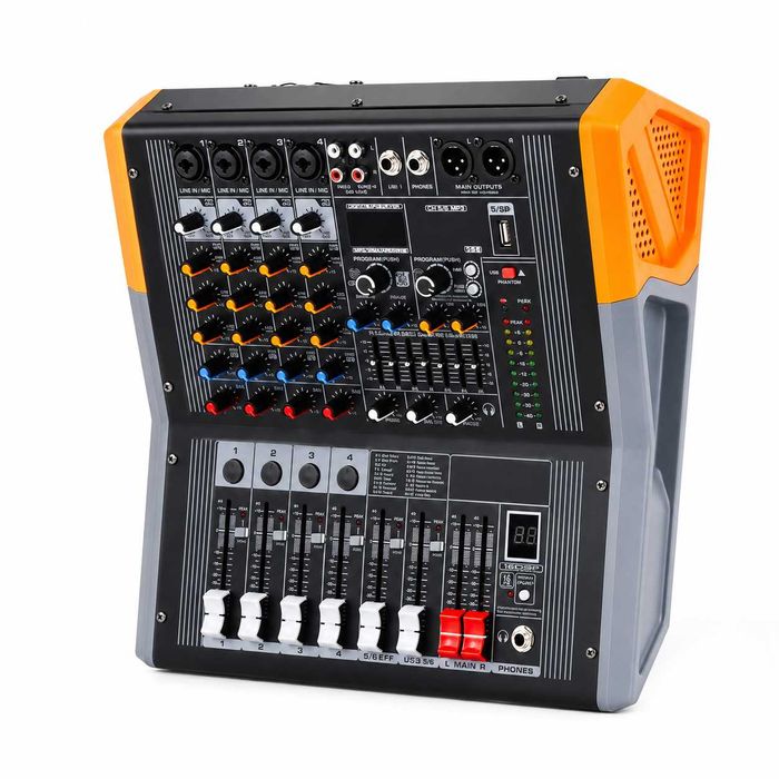 Mixer audio 4 canale 2 x 500W KTML4 Stereo 99 Efecte DSP cu amplificator Bluetooth USB Egalizator