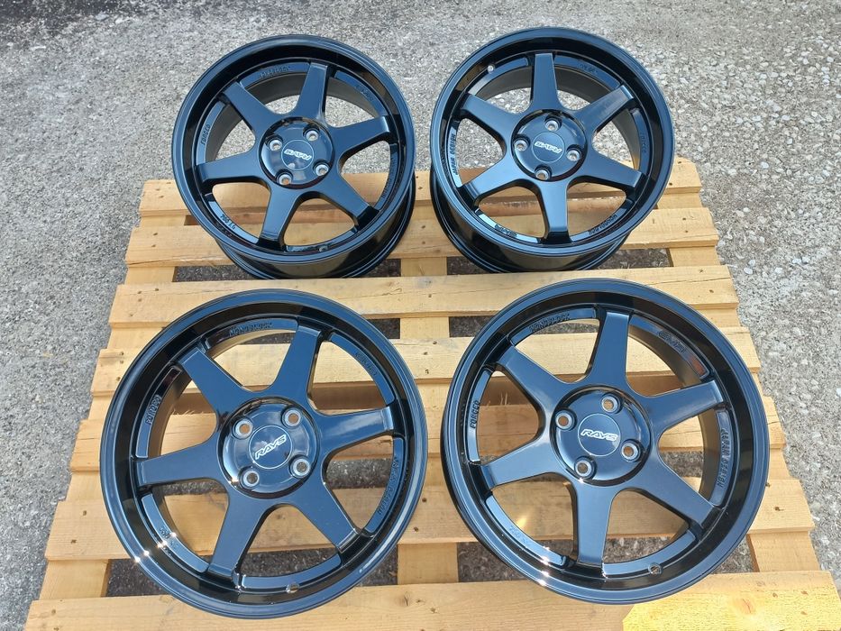 17.4x100 Rays t37 Volk Racing 7.5ж ет35 vw opel honda suzuki bmw e30 Piano Black.