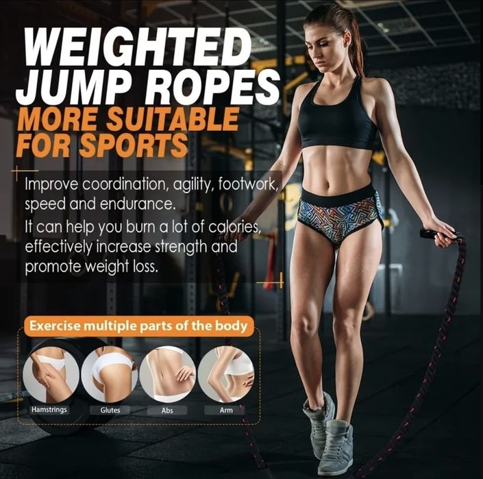 ДЕБЕЛО утежнено въже за скачане – максимален ефект за кратко време