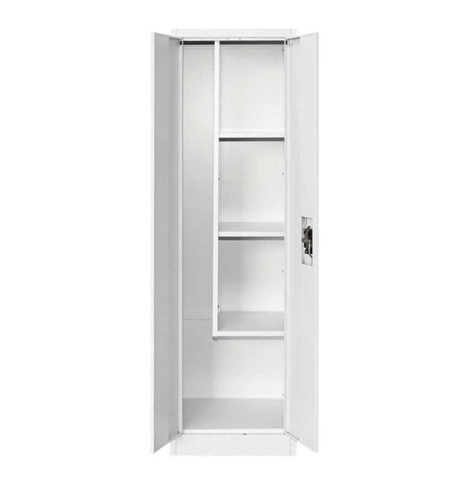 Dulap Vestiar Cabinet Depozit Metalic Usi Securizate Alb 170x50x40 cm