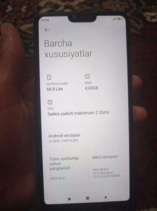 Mi 8. 64/4 oʻdar telefon. Abmenga faqat Samsunglarga