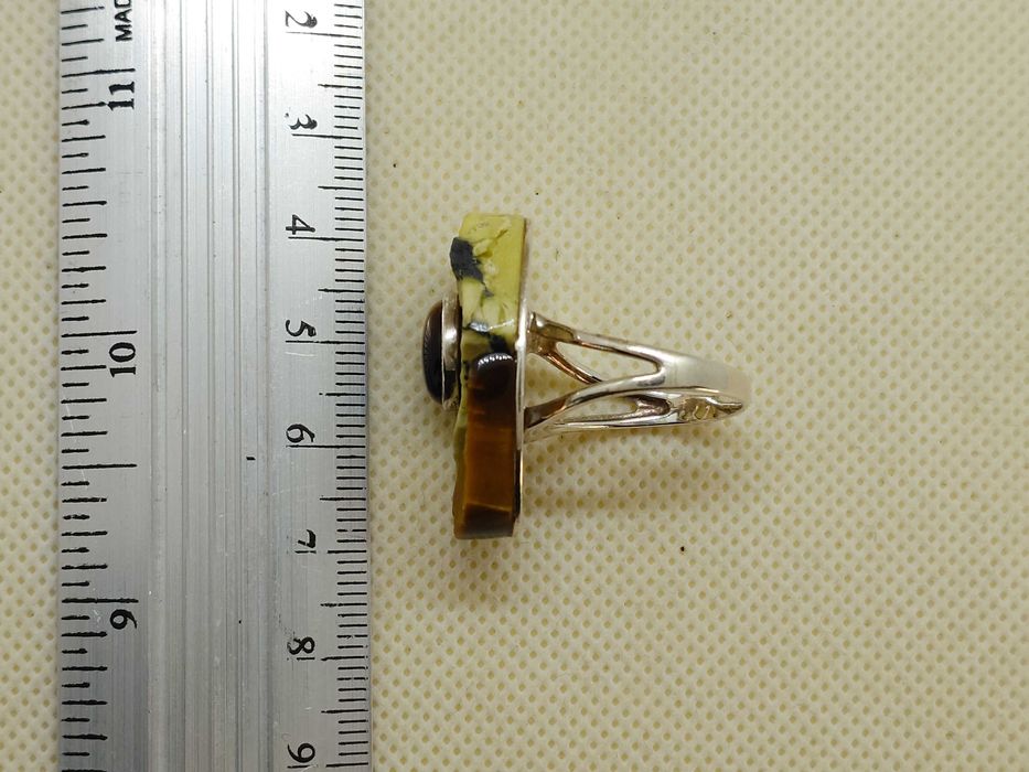 Inel argint (testat) ochi de tigru + jasp galben