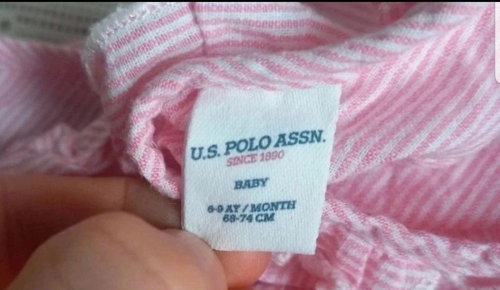 Rochiță bebe 6-9 luni – USPA, roz cu dungi fine