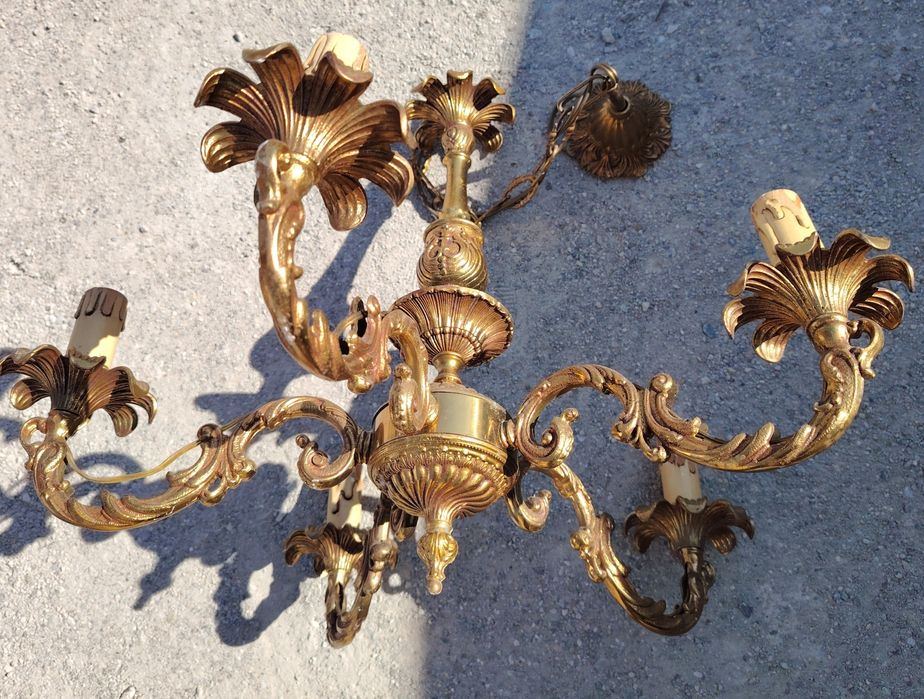 Superb candelabru antic in stilul francez Louis cu 5 brațe ,piesa cu o