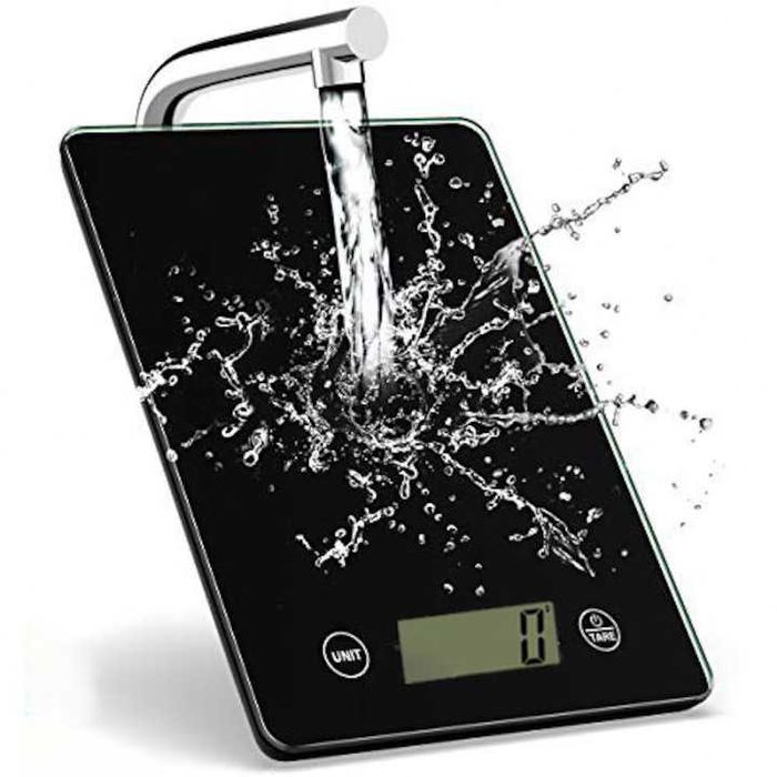 Cantar de Bucatarie, 5kg, Sticla Securizata, Gradare 1g, Negru