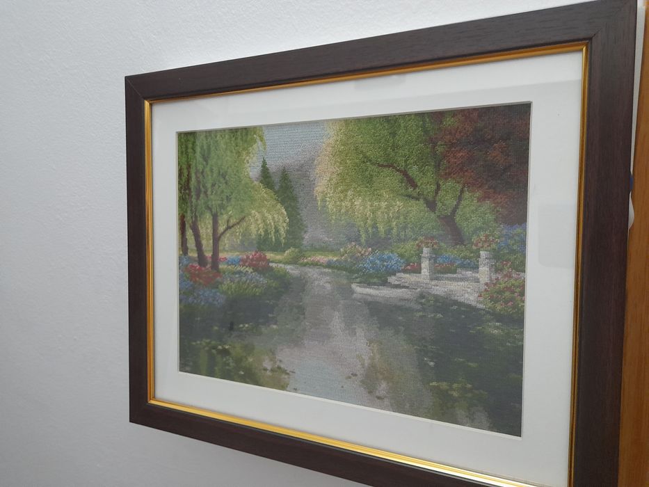 Goblen cusut manual – „Întoarcerea în paradis” – înrămat