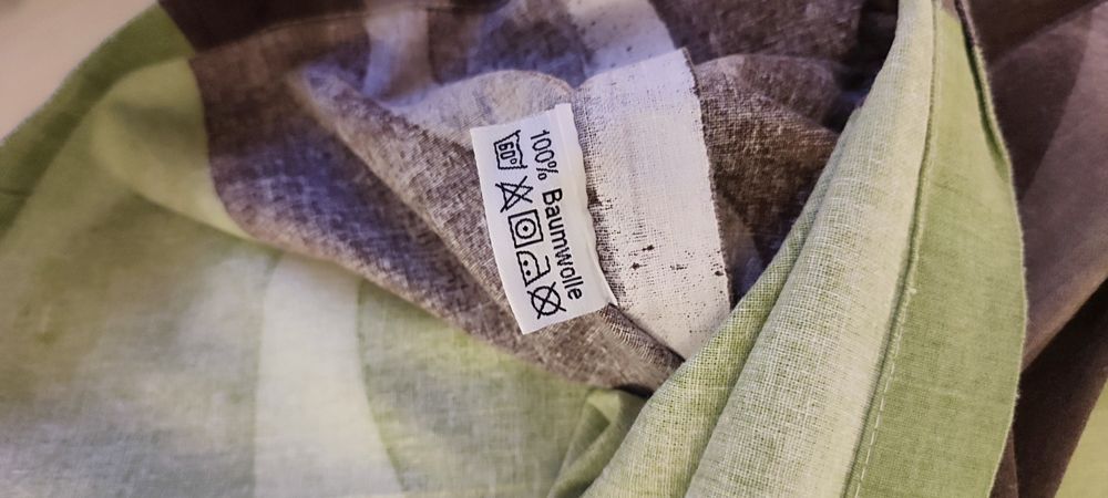 Lenjerie de pat din bumbac plin 100%, imprimeu abstract verde-gri, nou